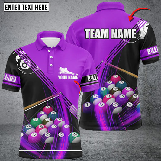 Maxcorners Billiard Balls Vortex Multi Color Personalized Name 3D Shirt (Multi Color Options)