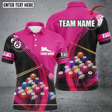 Maxcorners Billiard Balls Pink Personalized Name 3D Shirt