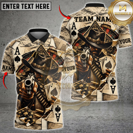 Maxcorners Darts Ace Of Spades Playing Cards Black Gold Vintage Personalized Name 3D Unisex Shirt