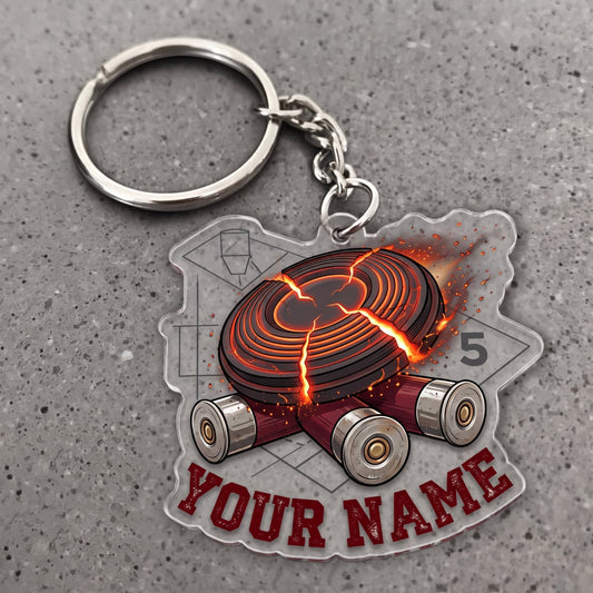 Maxcorners Clay Shooting Stacked Clay Targets And Shells Customized Name 3D Keychain And Ornament