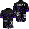 Maxcorners Men's Custom Darts Shirt With Purple-Black Dartboard And Arrows Pattern LM1605