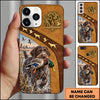 Maxcorners Duck Hunting German Wirehaired Pointer Brown Gold Hunting Badge Personalized Name 3D Phone Case - German Wirehaired Pointer