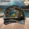 Maxcorners Fishing Skull Fisherman Honeycomb Gold Accent Personalized 3D Cap