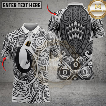 Maxcorners Billiards Silver Maori Shark Eight Ball Personalized Name 3D Unisex Shirt