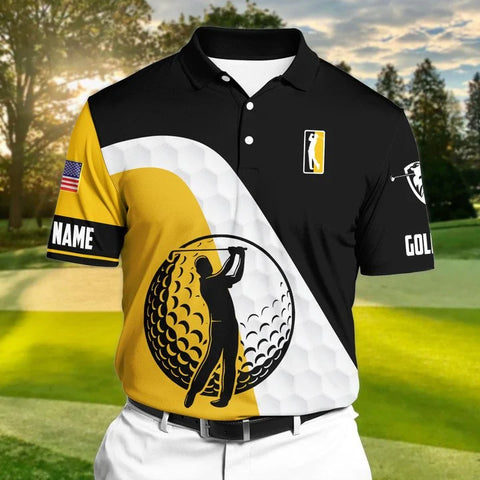 MaxCorners Limited Edition Cool Yellow Pattern Golf Polo Shirts Multicolored Customized Name Polo For Men