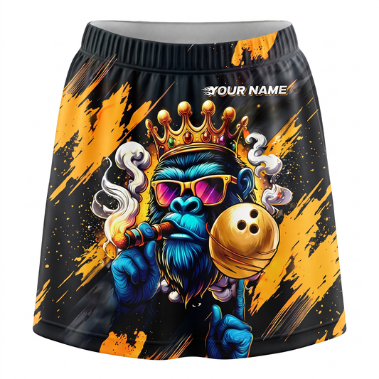 Maxcorners Bowling King Gorilla With Cigar And Ball Personalized 3D Skirts With Shorts