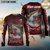 Maxcorners Fishing Red Dragon Scale Lightning Custom Name & Team Name 3D Shirts