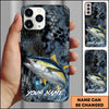 Maxcorners Fishing Phone Case Dark Hexagon Texture Smoke Blue Art Personalized Name Phone Case (8 Fish Species)