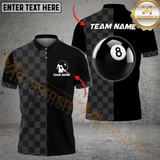 Maxcorners 8 Ball Half Caro Billiard Jersey Customized Name, Team Name 3D Polo Shirt