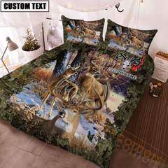Maxcorners Hunting Deer Autunm Style Bedding Set 3D All Over Printed | Moss