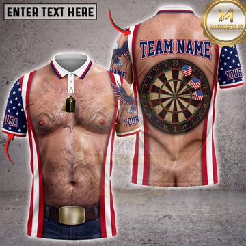 Maxcorners Darts Funny Body American Flag Dartboard Personalized Name 3D Unisex Shirt