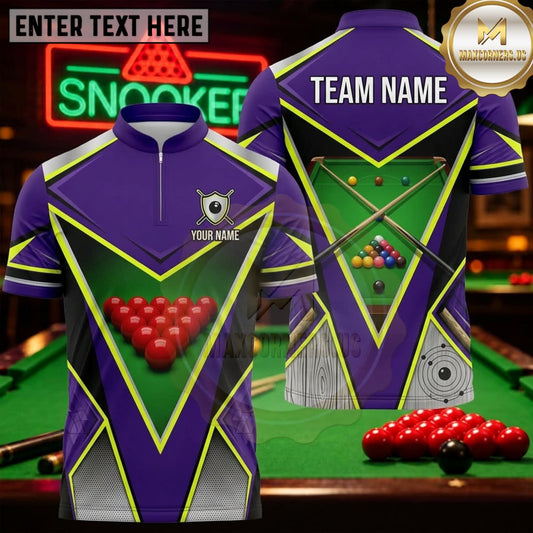 Maxcorners Snooker Purple Green Geometric Triangle Personalized Name 3D Unisex Shirt