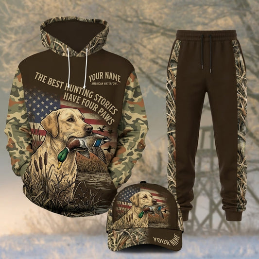 Maxcorners Duck Hunting Best Hunting Stories Four Paws Brown Camo Personalized 3D Shirts