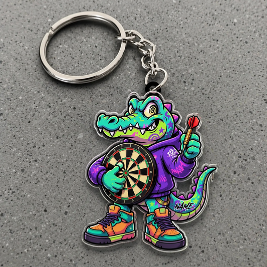 Maxcorners Darts Streetwear Alligator Personalized Name 3D Keychain And Ornament