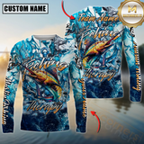 Maxcorners Marlin Fishing Therapy Personalized Name, Team Name 3D Long Sleeve Shirt