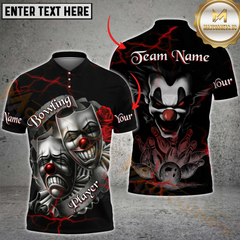 Maxcorners Bowling Evil Clown & Mask Design Multicolor Options Personalized Name, Team Name 3D Shirt