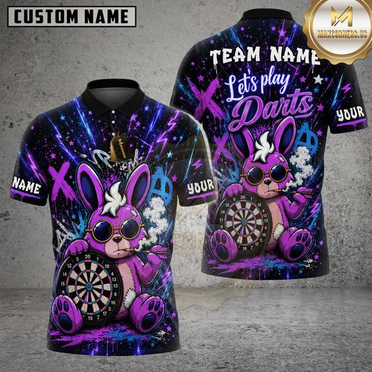 Maxcorners Darts Smoking Bunny Multicolor Customized Name, Team Name 3D Shirts