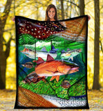 Maxcorners Texas Slam Redfish Flounder Trout Fishing 3D Quilt - Blanket