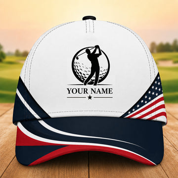 Maxcorners Stars & Stripes 3D Golf Personalized Name Cap