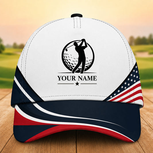 Maxcorners Stars & Stripes 3D Golf Personalized Name Cap