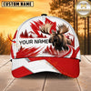 Maxcorners Hunting Wildlife Canadian Maple Leaf Red White Forest Personalized Name 3D Cap