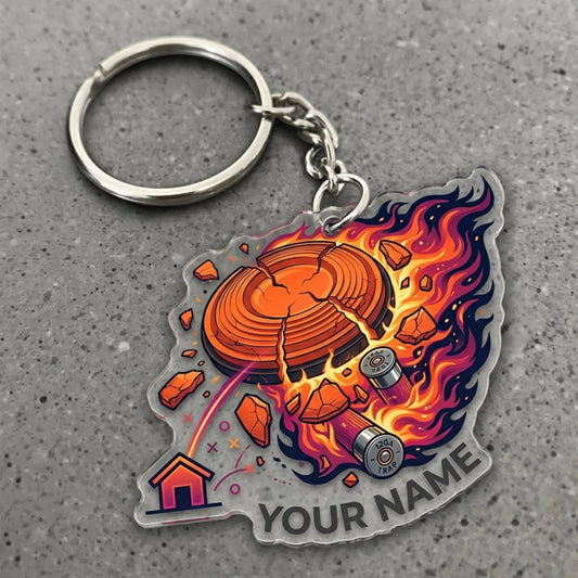 Maxcorners Clay Shooting Flaming Clay Target Sports Graphic Customized Name 3D Keychain And Ornament