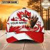 Maxcorners Hunting Wildlife Canadian Maple Leaf Red White Forest Personalized Name 3D Cap