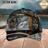 Maxcorners Fishing Skull Fisherman Honeycomb Gold Accent Personalized 3D Cap
