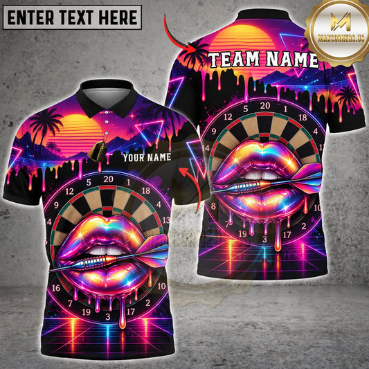 Maxcorners Darts Pink Purple Neon Gorilla Face Colorful Geometric Personalized Name 3D Unisex Shirt