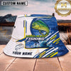 Maxcorners Fishing Black All-Over Aquatic Pattern Personalized 3D Bucket Hat (13 Fish Species)