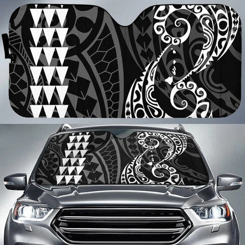 Maxcorners White Kakau Polynesia Hawaii Car Sun Shade, Cover Auto Windshield Coolspod