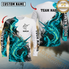 Maxcorners Fishing Aqua Flame Smoke Design Sun Protection Personalized Name, Team Name Long Sleeve Shirt