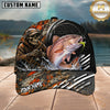 Maxcorners Fishing Skull Angler Orange Camo Personalized 3D Cap