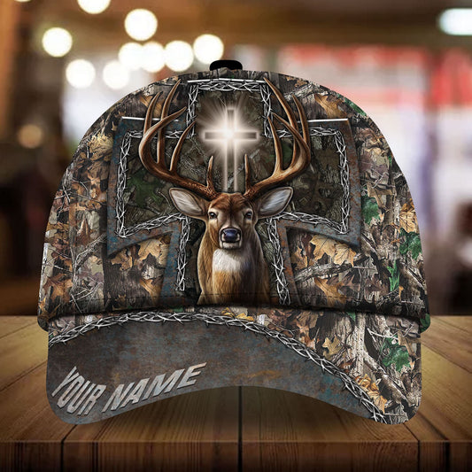 Maxcorners Cross Deer Hunting Personalized Hats 3D Multicolored