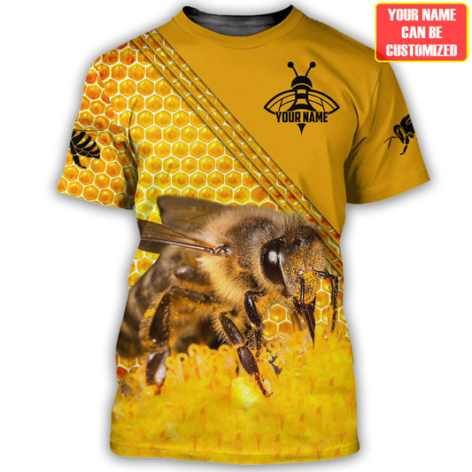Maxcorners Personalized Name Honey Bee All Over Printed Unisex Shirt LM1304