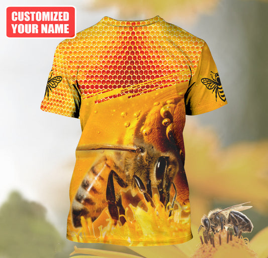 Maxcorners Personalized Name Honey Bee All Over Printed Unisex Shirt LM1304