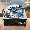Maxcorners Fishing Graphic Torn Hole Effect Reel Design Customized Name 3D Cap