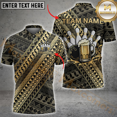 Maxcorners Gold Tribal Bowling Jersey Personalized Name 3D Unisex Shirt