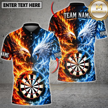 Maxcorners Darts Fire And Ice Majestic Eagle Mascot Dual Element Target Board Graphic Multicolor Customized Name, Team Name 3D Shirts