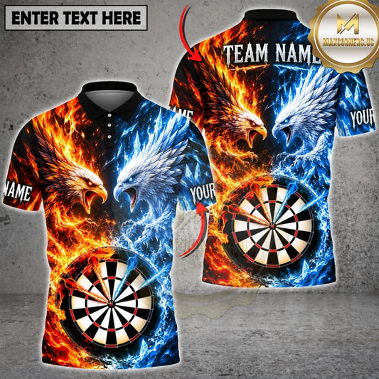 Maxcorners Darts Fire And Ice Majestic Eagle Mascot Dual Element Target Board Graphic Multicolor Customized Name, Team Name 3D Shirts