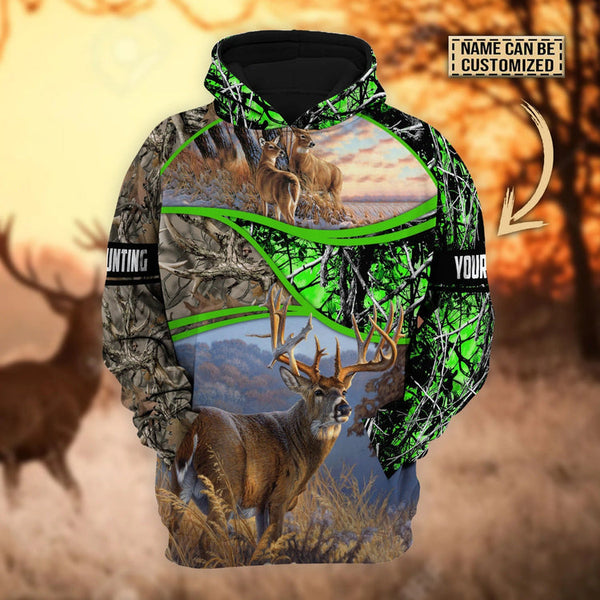 Custom Name For Hunting Lover Deer Hunting Style 4 Hoodie pullover 3D Print Gift For Hunter Dad