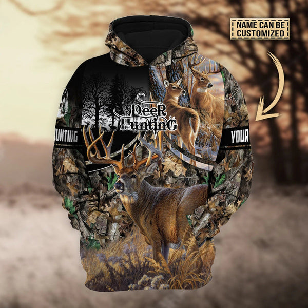 Personalized Deer Hunting Brown Premium 3D Hoodie Pullover For Hunting Lover Hunter