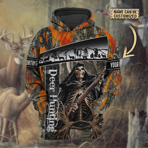 The Death Deer Hunting Custom Name Style 6 3D All Over Print Unisex Hoodie For Hunter Hunting Apparel