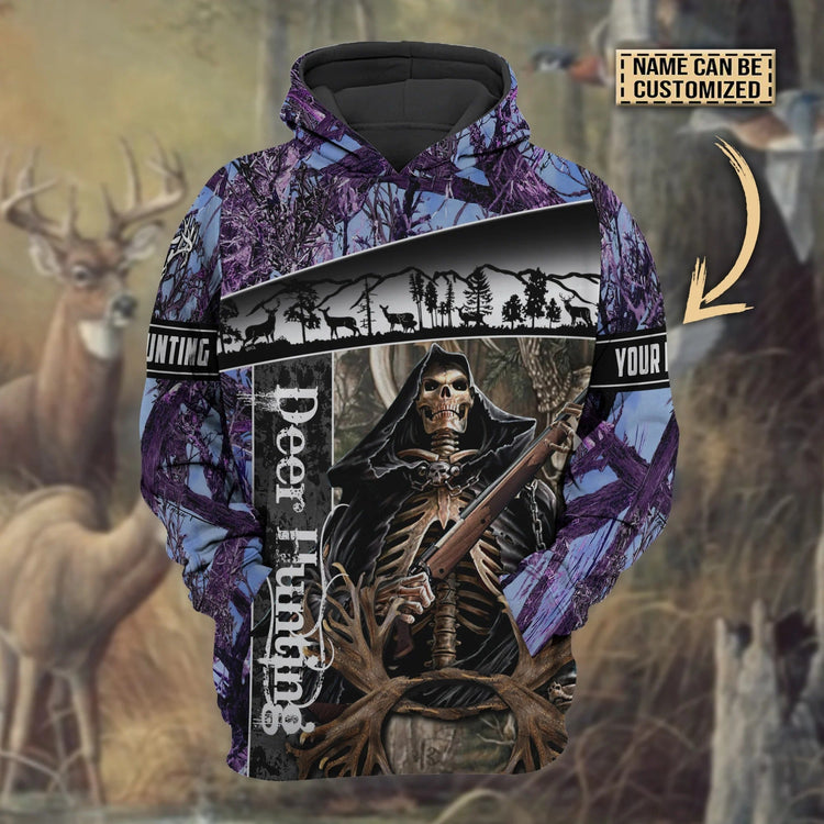 The Death Deer Hunting Custom Name Style 7 3D All Over Print Unisex Hoodie For Hunter Hunting Apparel