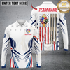 Maxcorners Patriotic American Flag 9 Ball Billiard Shirt For Men Custom Pool Team Jerseys Polo & Quarter Zip LM1809