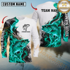 Maxcorners Fishing Aqua Flame Smoke Design Sun Protection Personalized Name, Team Name Long Sleeve Shirt