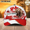 Maxcorners Hunting Wildlife Canadian Maple Leaf Red White Forest Personalized Name 3D Cap