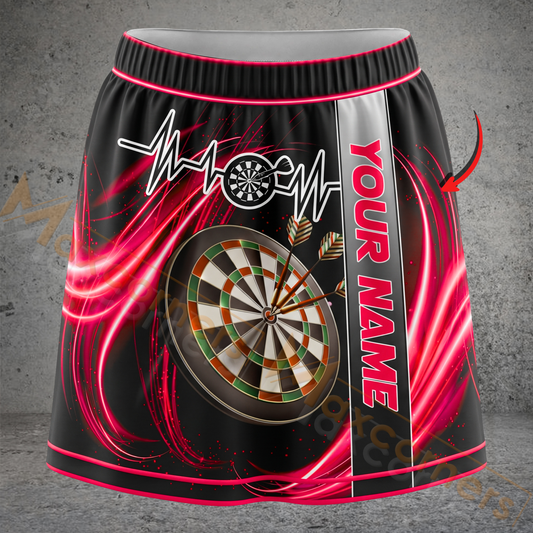 Maxcorners Darts Neon Heartbeat Dartboard Personalized 3D Skirts With Shorts