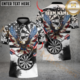 Maxcorners Darts Grunge Eagle American Flag Black And White Personalized Name 3D Unisex Shirt