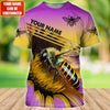 Maxcorners Personalized Name Honey Bee Purple Flower All Over Printed Unisex Shirt LM1304